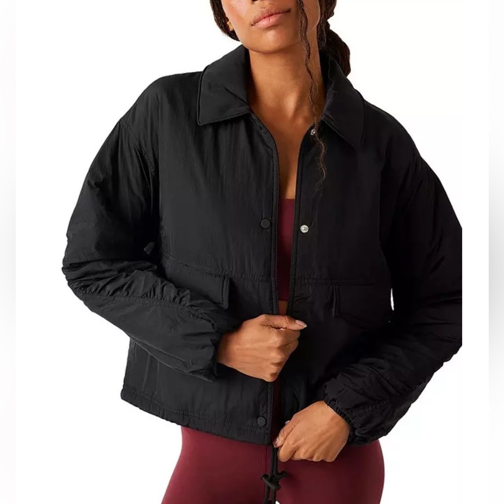Free People: Off The Bleachers Coaches Jacket - Black NWOT Large
